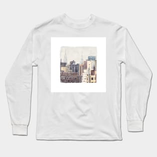 Mixed media painting of Manhattan, New York. Long Sleeve T-Shirt